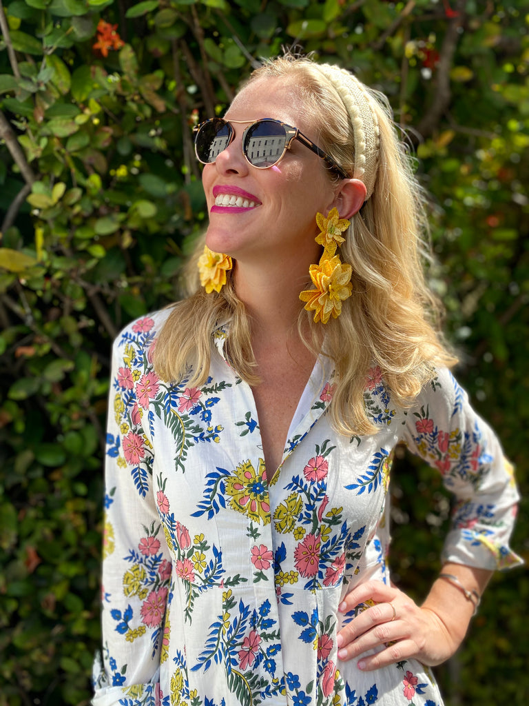 Mimi Long Sleeve Mixed Bouquet Shirt Dress - The Kemble Shop