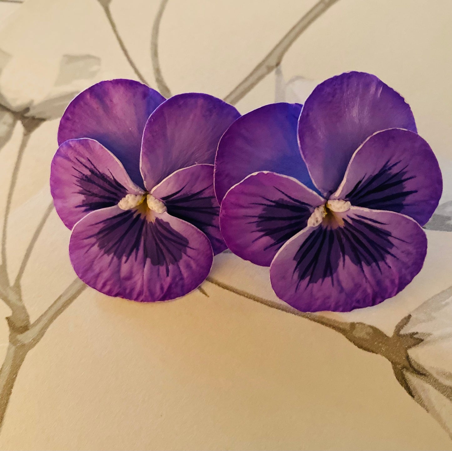 Large Deep Purple Pansy Earring - The Kemble Shop