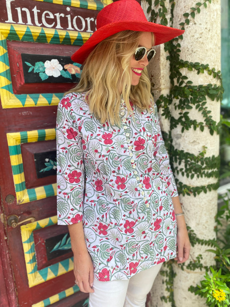 Red Floral Fern Palm Beach Tunic - The Kemble Shop