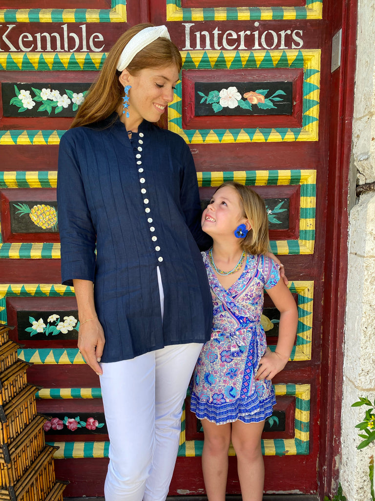 Girls Aqua Rose Voyager Dress- Walker & Wade - The Kemble Shop