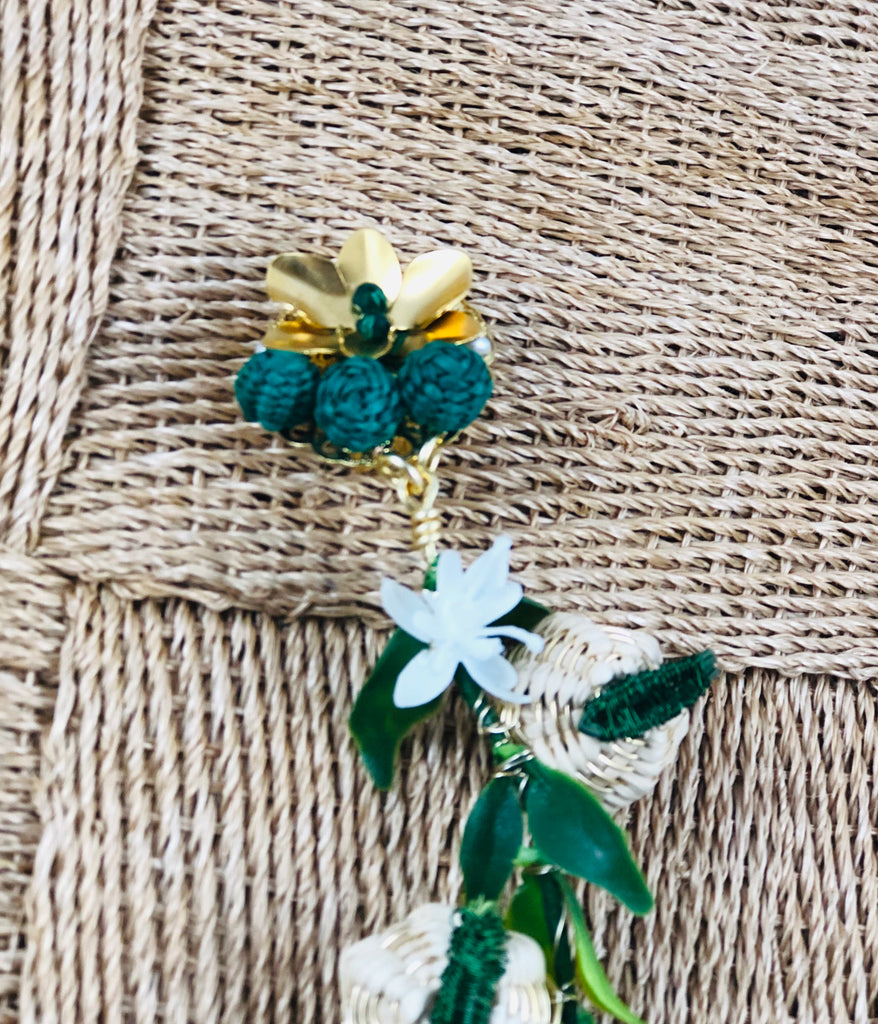 Tropics Green Raffia Earrings - The Kemble Shop
