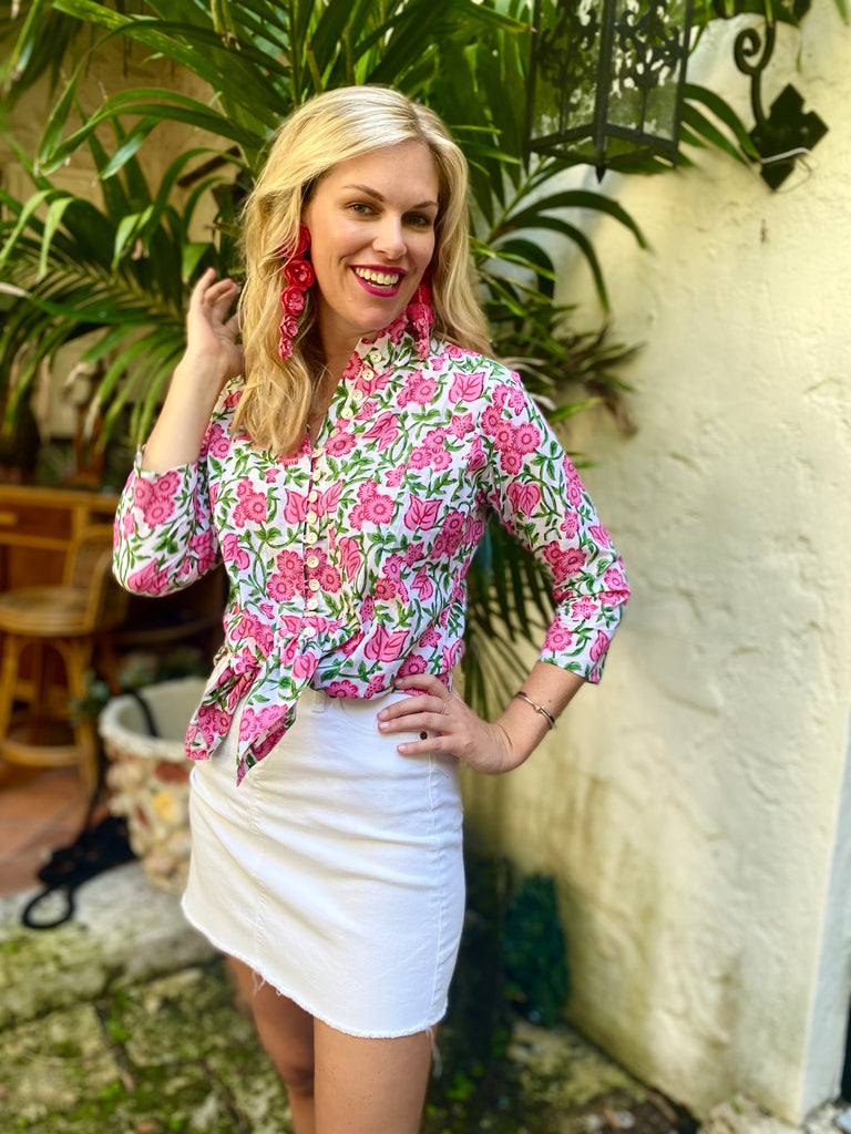 Pink Camellia Palm Beach Tunic - The Kemble Shop