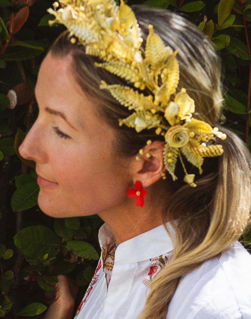 Red Floral Earrings - The Kemble Shop