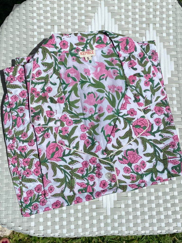 Pink Flowers Palm Beach Pajamas - The Kemble Shop