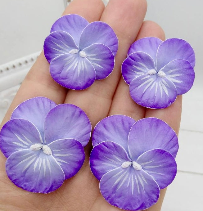 Medium Purple and White Pansy Earring - The Kemble Shop