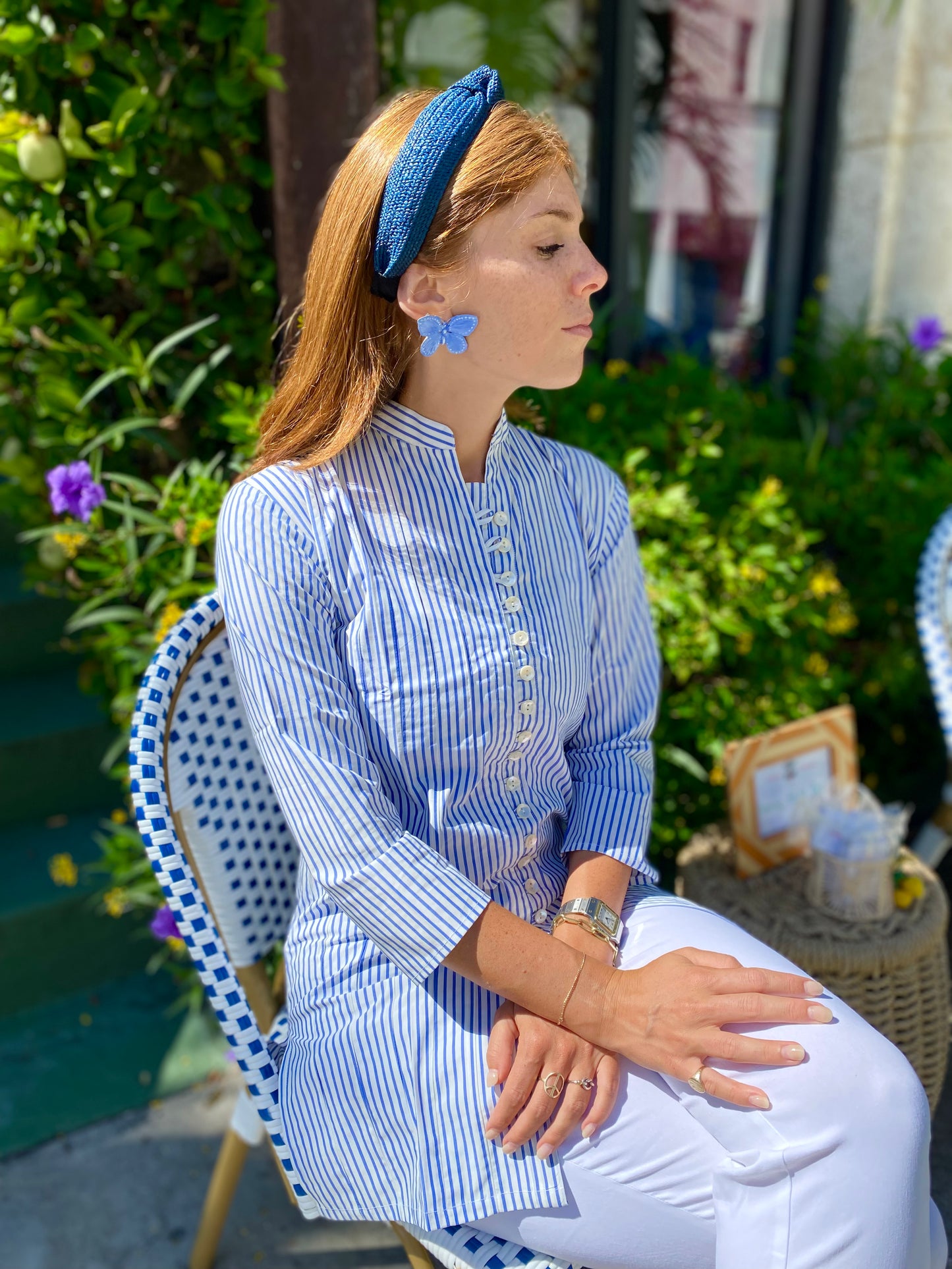 Blue Striped Palm Beach Tunic - The Kemble Shop