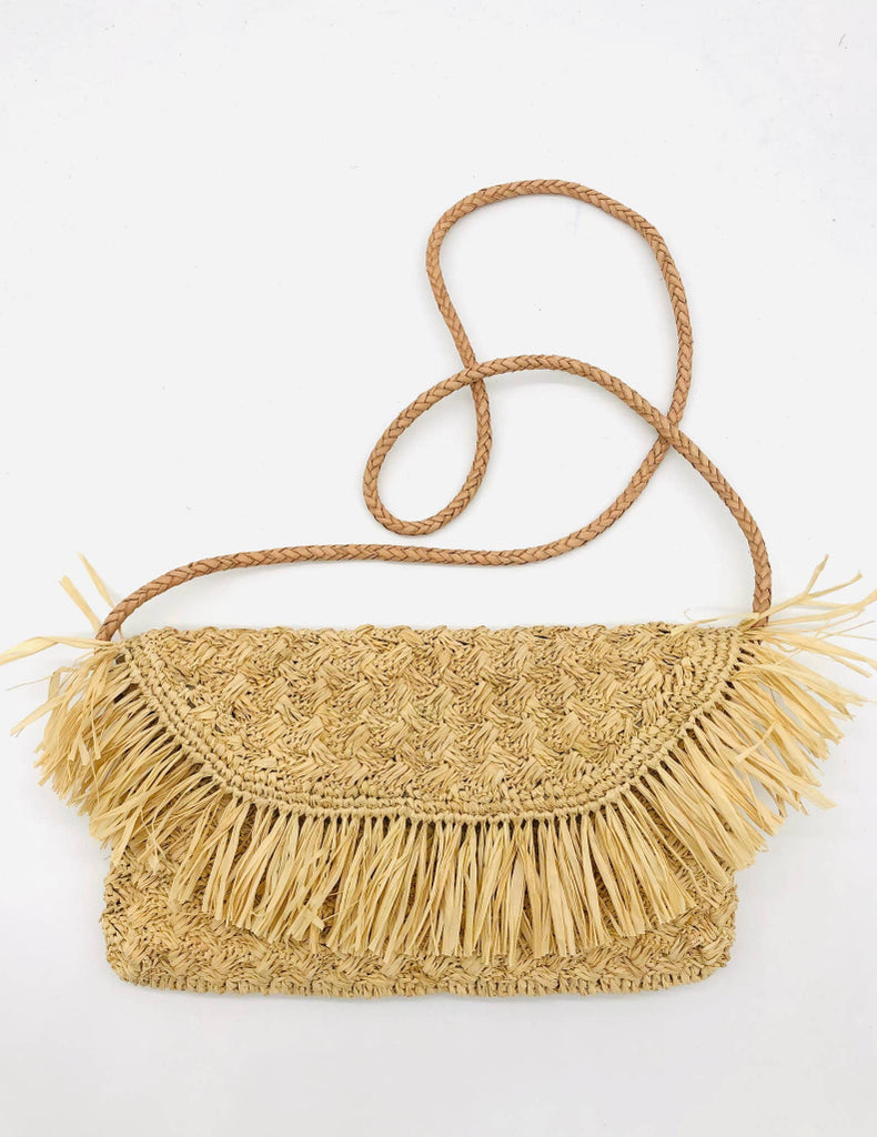 Crossbody Caitlin Clutch w/Fringe - Natural - The Kemble Shop