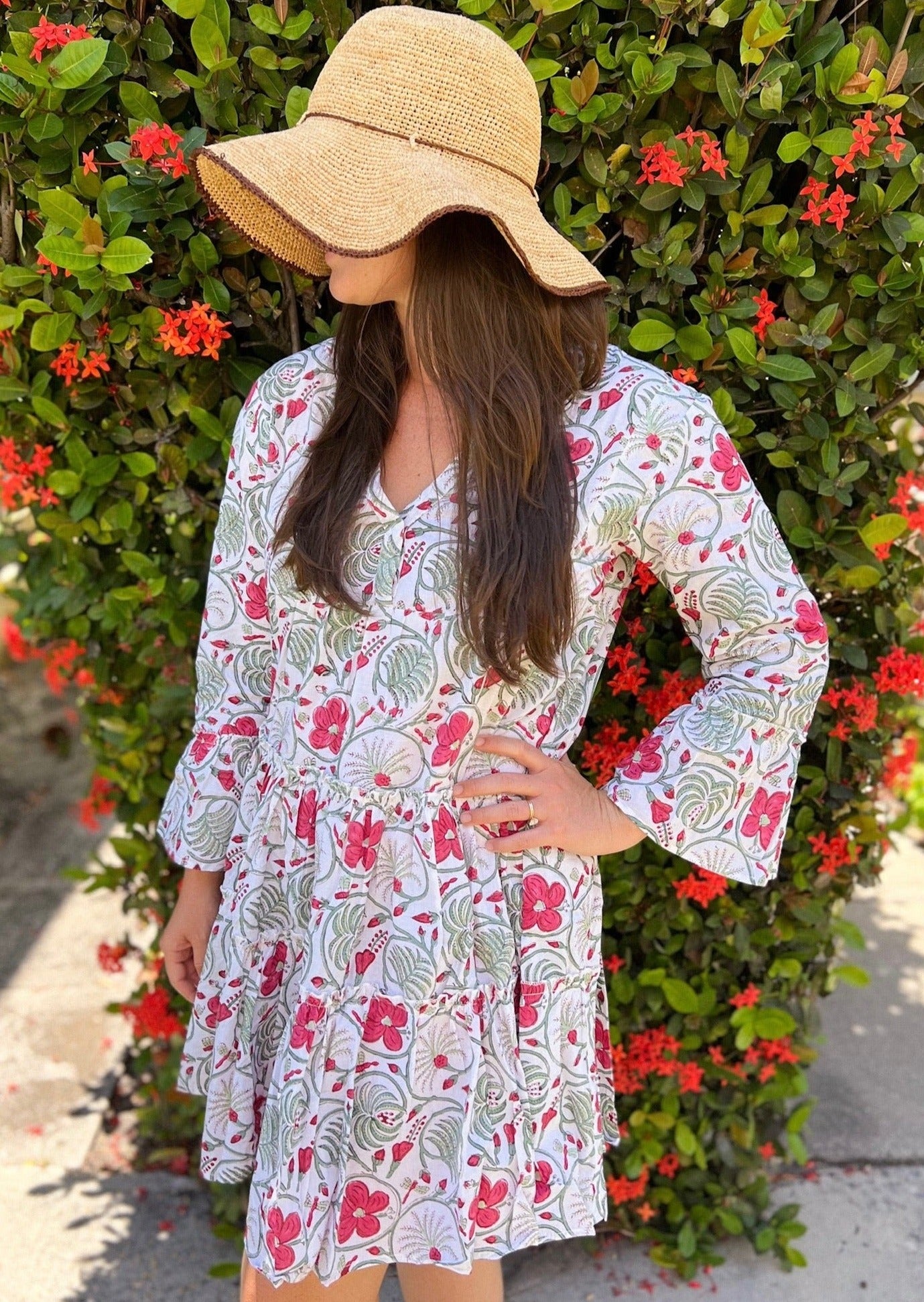 Peyton Red Floral Fern Dress - The Kemble Shop