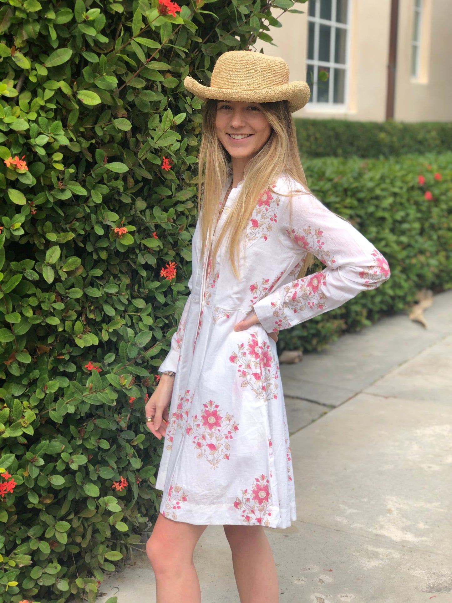 Jamie Coral Dahlia Mini Shirt Dress - The Kemble Shop