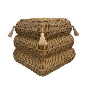 Wicker Tassel Ottoman - The Kemble Shop