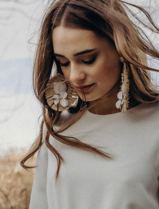 Natural Flower Calope Drop Earrings - The Kemble Shop