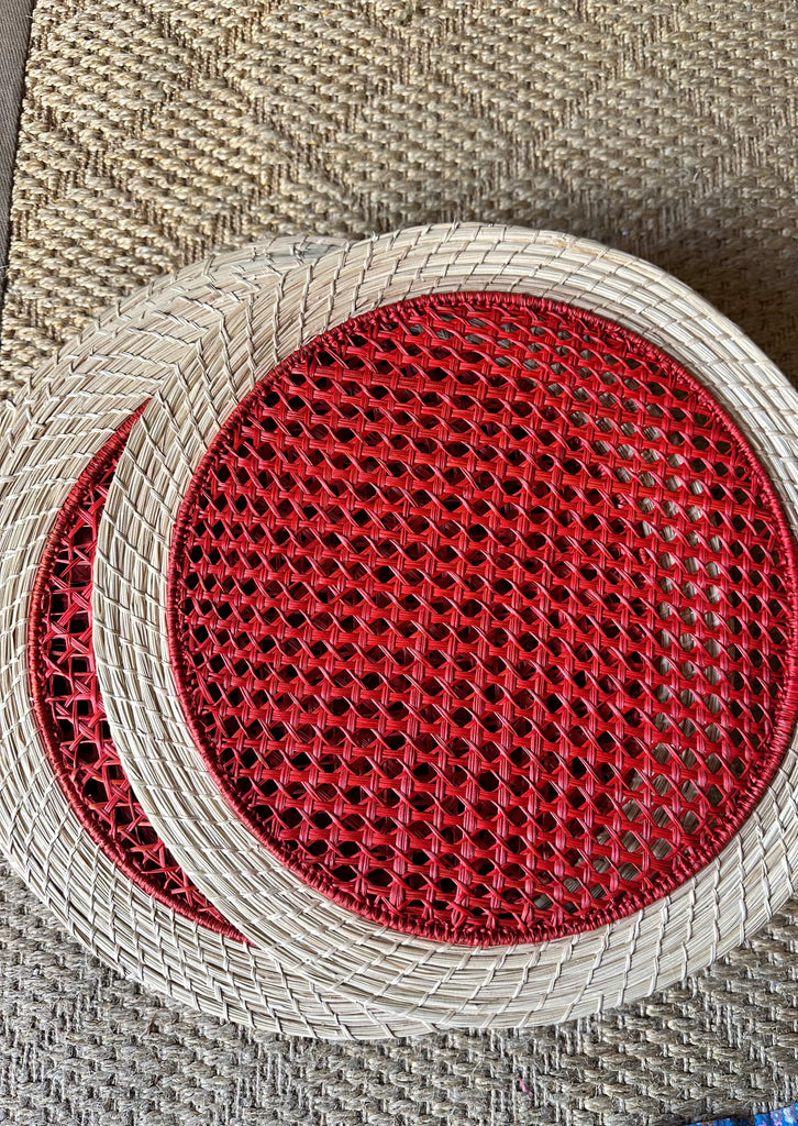 Red Rattan and Cane Placemat - The Kemble Shop