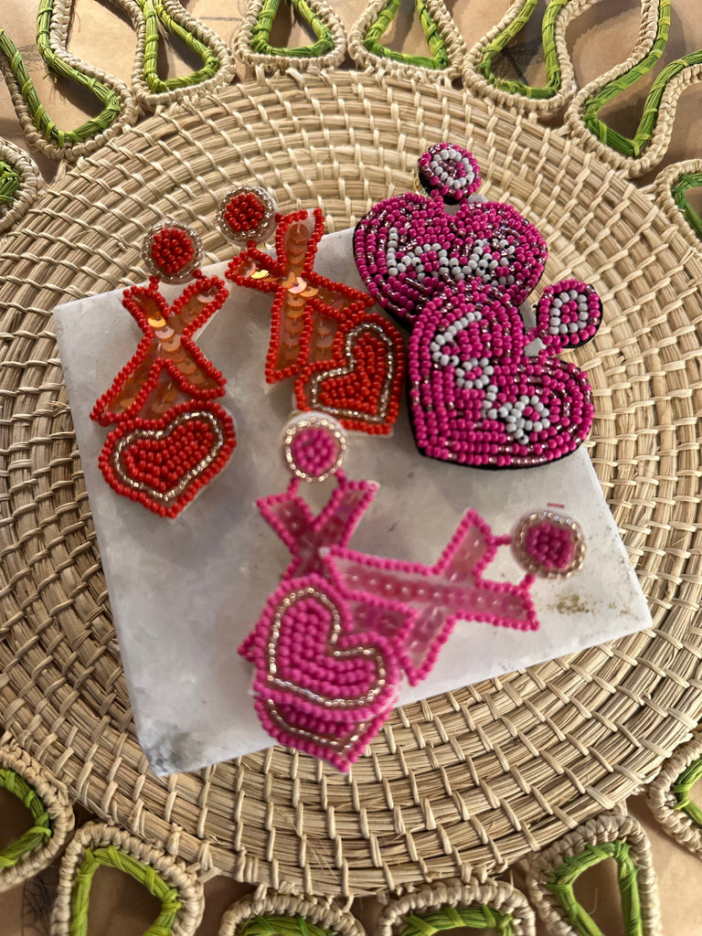 Festive Valentines LOVE Heart Earrings - The Kemble Shop