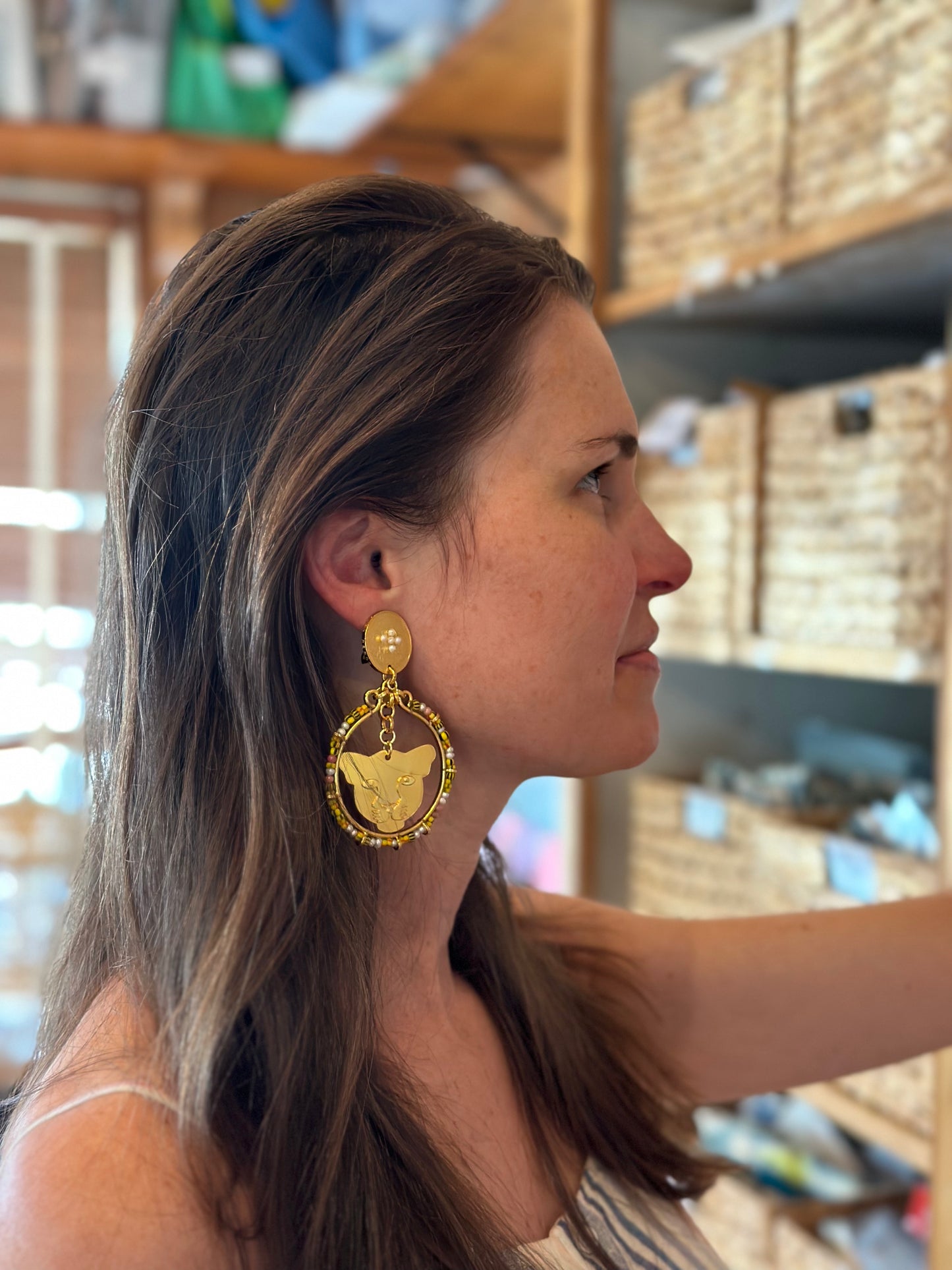 Jaguar Bead Hoop Earrings - Mercedes Salazar - The Kemble Shop