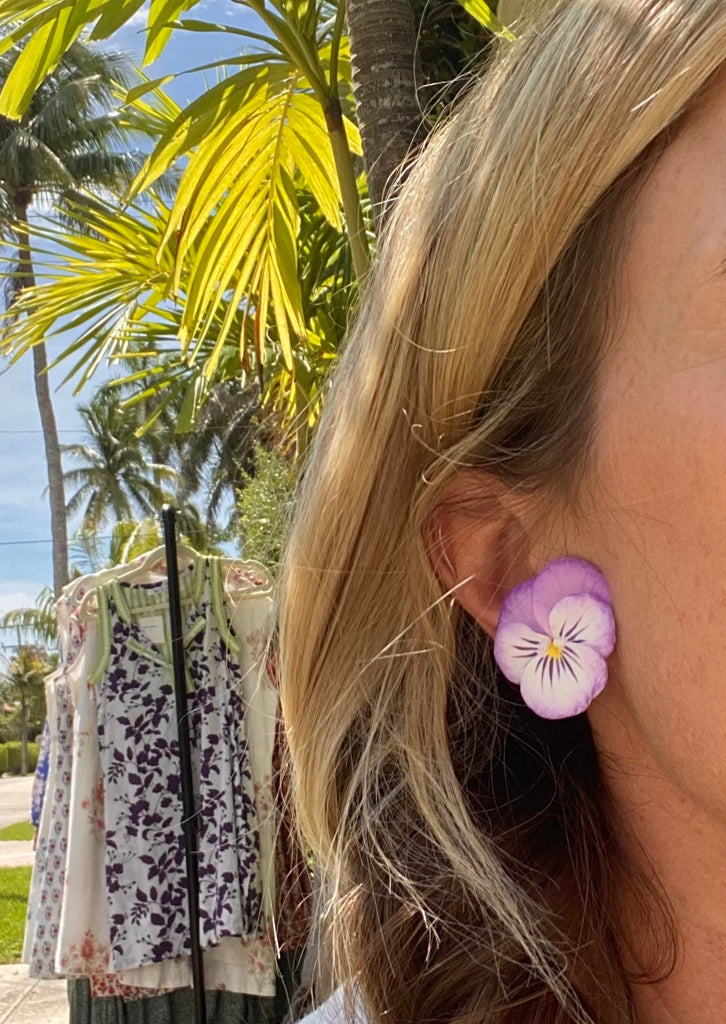 Large Purple Bliss Pansy Earring - The Kemble Shop