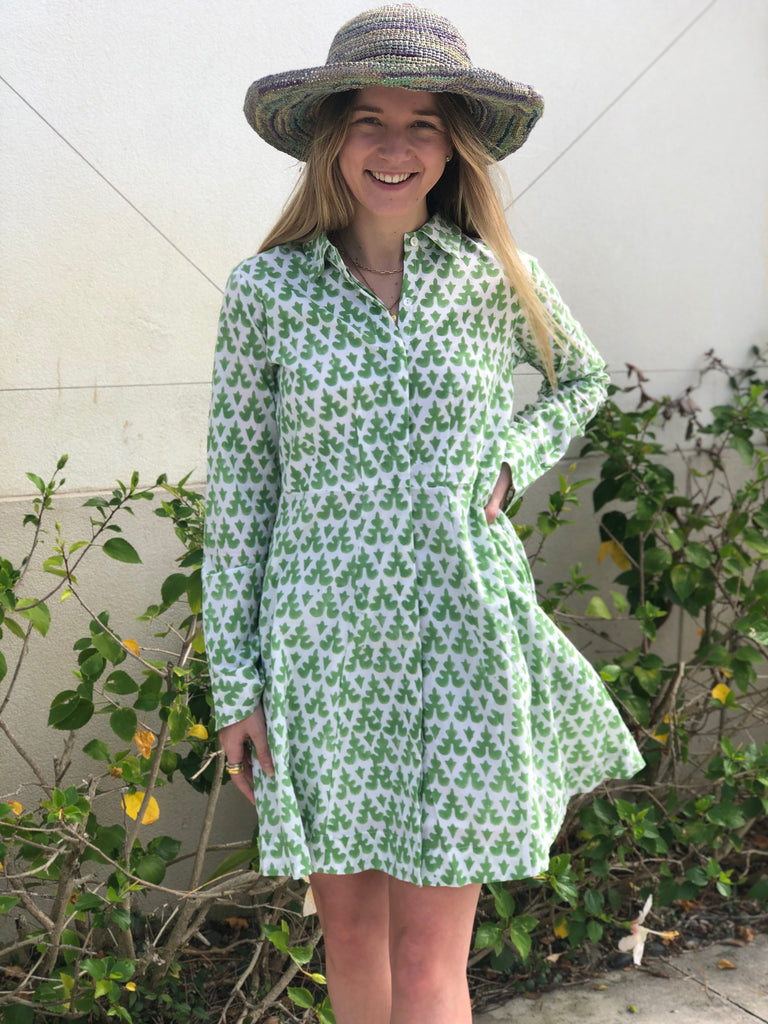 Jamie Celadon Mini Shirt Dress - The Kemble Shop
