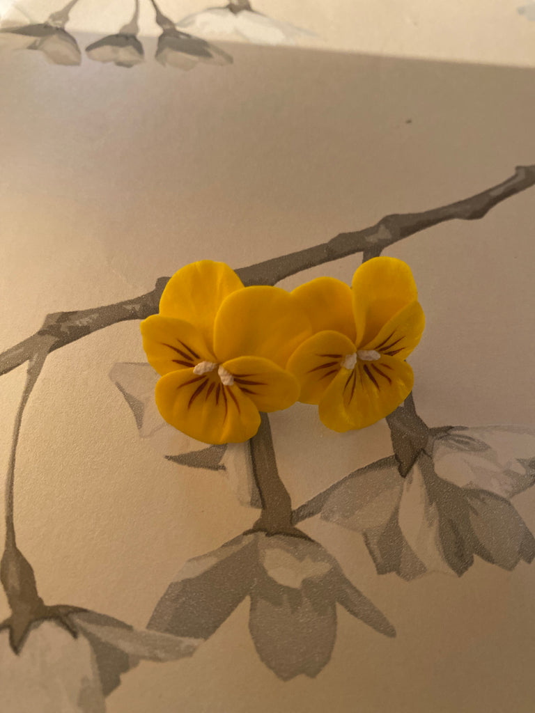 Small Yellow Sun Pansy Earring - The Kemble Shop
