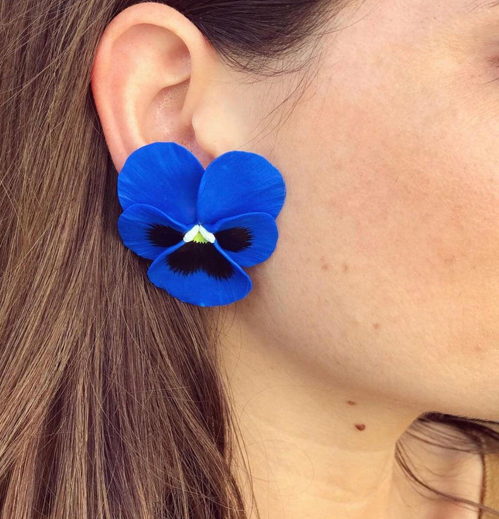 Blue Heaven Large Pansy Earring - The Kemble Shop