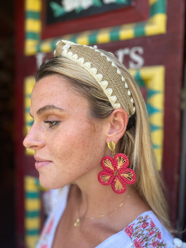 Custom Rattan Daisy Drop Earrings - The Kemble Shop