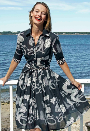 Mrs Maisel Black Dragon Dress - The Kemble Shop