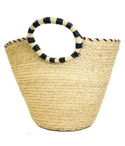 Rattan Woven Bucket Bag - Natural & Black - The Kemble Shop