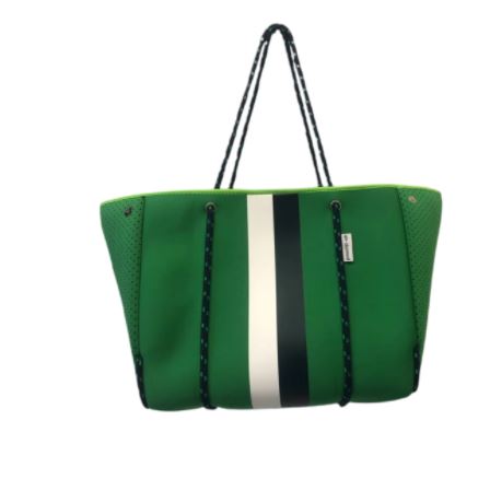 Green Stripe Neoprene Beach Tote - The Kemble Shop