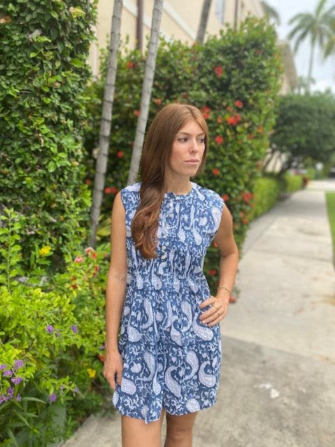 Paisley Palm Navy Phoebe Dress - The Kemble Shop