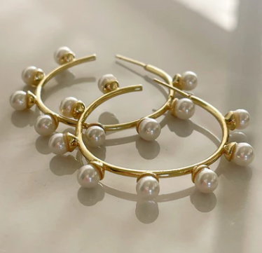 Sea Mist Pearl Hoops - The Kemble Shop