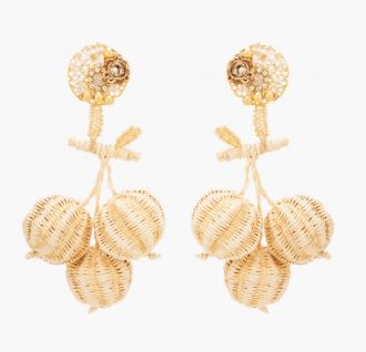 Natural Raphia Cherry Earrings - The Kemble Shop
