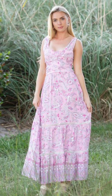 Kenzie Dress Pink Paisley - Walker & Wade - The Kemble Shop