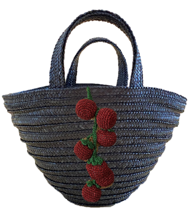 Black Straw Cherry Tomato Tote - The Kemble Shop