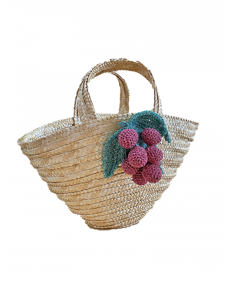 Natural Straw Red Grape Tote - The Kemble Shop