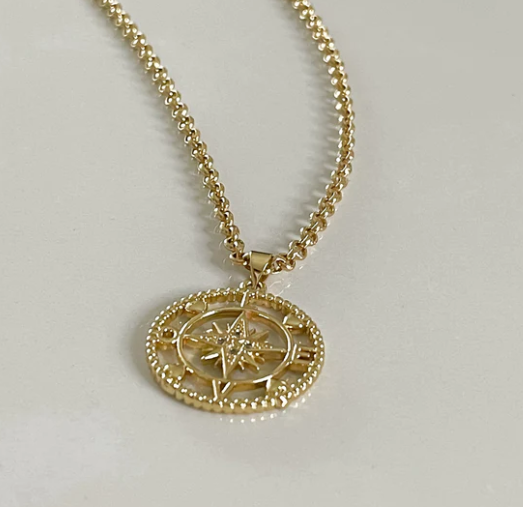 Love Compass Medallion Necklace - Idalia - The Kemble Shop