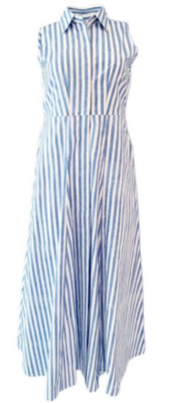 Mimi Sleeveless Long Blue & White Striped Bouquet Dress - The Kemble Shop