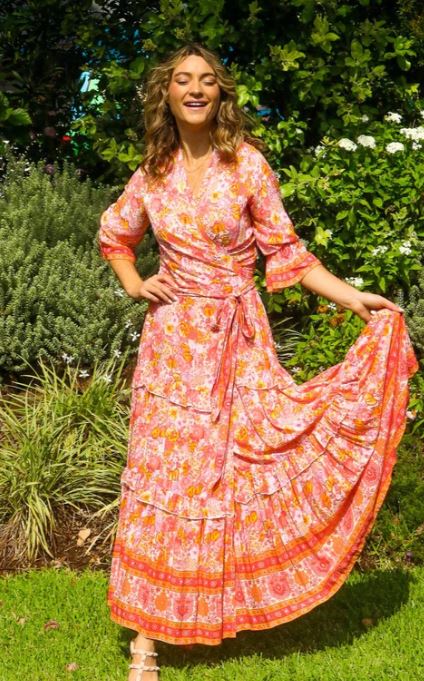 Tangerine Everleigh Dress Long - Walker & Wade - The Kemble Shop