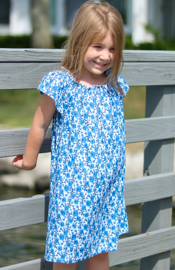 Zoe Poppy Blue Dress- Walker & Wade - The Kemble Shop